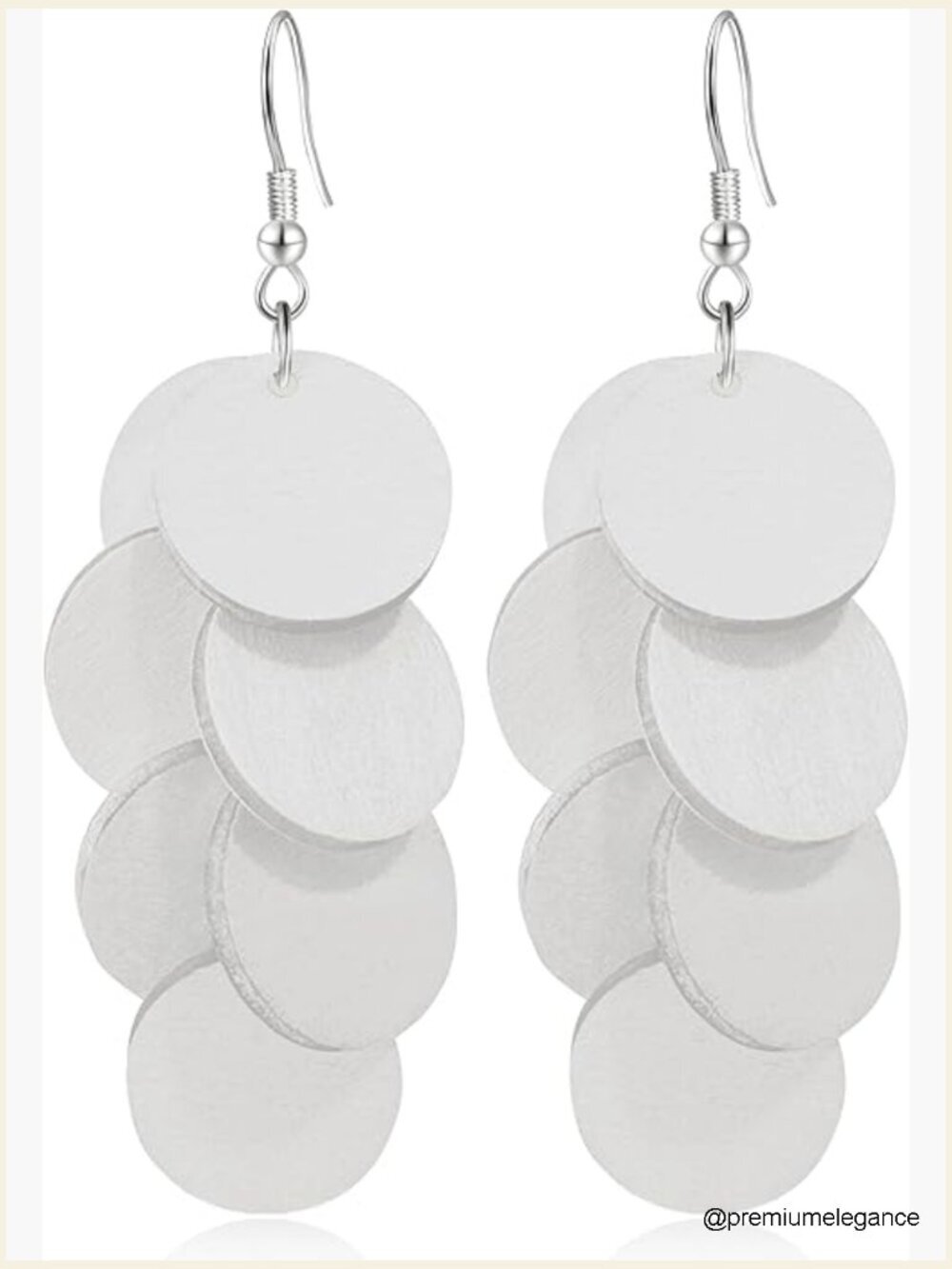 Bohemian Wooden Round Dangle Drop Earrings Long Chain Wood Disc Circle Hook